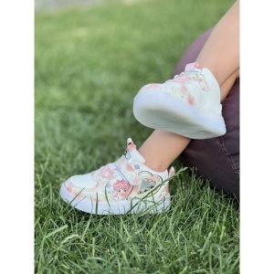 Adidasi Fetite, Model Ghetute, cu Scai, Stelute si Lumini, Talpa cu Motive, Alb