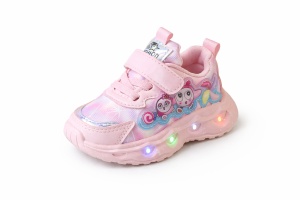 Adidași pentru Copii Roz cu LED, Talpă Luminoasă Multicoloră, Închidere cu Scai și Design cu Personaje Vesele