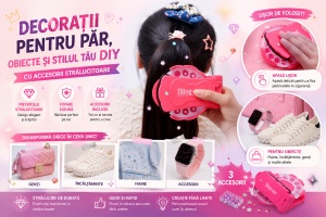 Aparat Bling - Bling de Aplicat Strasuri Pentru Par, Haine, Incaltaminte, 180 Bucati, Plastic, Multicolor, 6 ani+ - Img 4