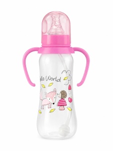 Biberon cu Cioc si Manere, 250ml 6 luni+, Roz