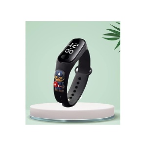 Ceas Pentru Copii, Bratara Silicon Reglabila, Baterie Integrata, Cadran Digital, Negru, Erou, Baieti