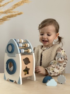 Centru De Activitati Montessori Racheta, Lemn, 7 Piese, Multicolor - Img 2