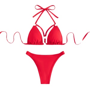 Costum de Baie, Doua Piese, Model Brazilian, Corai