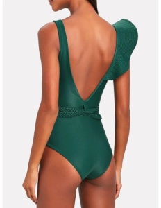 Costum de Baie, Intreg, cu Snur si Volan, Elegant Green - Img 2