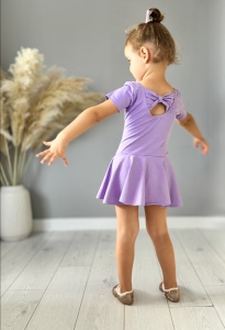 Costum pentru Dans/Gimnastica, Body cu Capse si Fustita, Maneca Scurta, Bumbac, Mov - Img 6