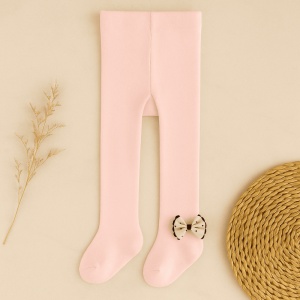 Dres cu Talpa Pentru Copii, Roz, cu Funda Buline, Bumbac Gros
