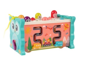 Joc Interactiv, 8 in 1, Bufnita Magica, Culoare Albastru, Material Plastic, 10 Piese, 18 luni+