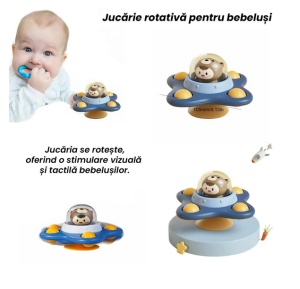 Jucarie Bebelusi cu Ventuza, Ursulet Albastru, Plastic - Img 7