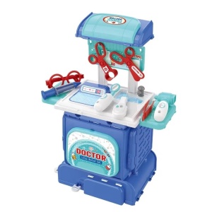 Jucarie Set Doctor Model Ghiozdan, 26 Piese, 38x50x23 cm, Plastic, Albastru, 3 ani+