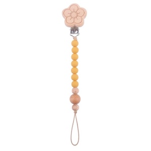 Lant Suzeta Bebe, Din Silicon Si Lemn, Cu Clips, 36E