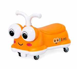 Mașinuță Portocalie Ride-On pentru Copii, Model Omidă, 2-4 Ani, cu Lumini și Roți Silențioase