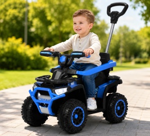 Mașinuță Ride-On ATV 4x4 pentru Copii cu Mâner de Împingere, Albastru - Img 6