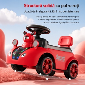 Mașinuță Ride-On pentru Copii 1-3 Ani, cu Lumini LED și Muzică, Model Ren, Rosu - Img 4
