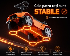 Mașinuță Sport pentru Copii 1-3 Ani cu Depozitare, Lumini și Efecte Muzicale , Portocaliu - Img 5