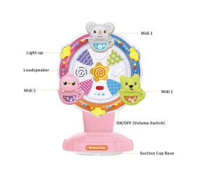 Mini Ruletă Muzicală Interactivă, cu Sunete si Lumini, Model Roz, 0 luni+