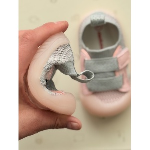 Pantofi Copii pentru Primii Pași, cu Scai, Bandă Elastică, Branț Moale, Talpă Antiderapantă, Gri cu Roz Pal - Img 10