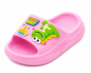 Papuci Copii Roz din Spumă, Model Dino Slide, Ușori, Confortabili și Antiderapanți