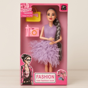 Papusa Fashionista cu 2 Accesorii, par lung Gri, Plastic, 30 cm, 3 ani+ - Img 2