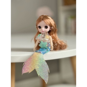 Papusa Mini Sirena, Corp Tare si Mobil, Albastru, 23 cm - Img 2