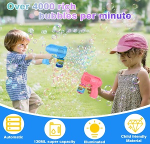 Pistol Albastru pentru Baloane de Săpun Bubble Blaster, cu Efecte Luminoase LED, Funcționare pe Baterii - Img 3
