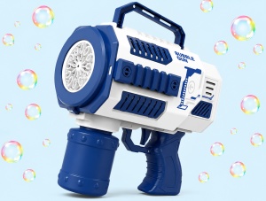Pistol pentru Baloane de Săpun Model Titan Alb-Albastru, cu Lumini LED, Funcționare pe Baterii - Img 2