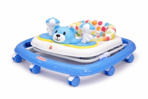 Premergător Bebe Bleu Pliabil cu Jucării Interactive, Reglabil pe înălțime și roți 360° - Img 2