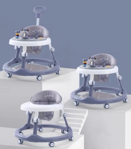 Premergător Copii 6-18 Luni, Pliabil One-Click, Reglabil pe Înălțime, cu Centru de Activități Model Văcuță – Albastru/Gri -Maner Parental - Img 2