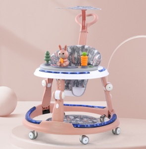 Premergător Roz Multifuncțional,6-24 Luni, cu Mâner Parental, Lumini LED 360°,cu Muzică și Jucării - Img 6