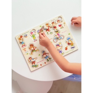 Puzzle Montessori din Lemn, Activitati Sportive, 11 Piese, Dimensiune 30x22.5 cm - Img 2