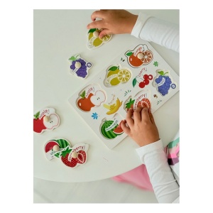 Puzzle Montessori din Lemn, Fructe, 6 Piese, Dimensiune 22.5x15cm