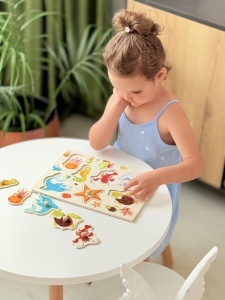 Puzzle Montessori din Lemn, Model Animale Marine 2, 7 Piese, Dimensiune 30x22.5 cm - Img 4