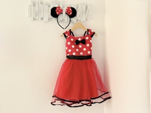 Rochie Fetite Carnaval, Printesa, Tull/Saten, Rosu cu Buline Albe, plus Accesoriu Bentita - Img 4