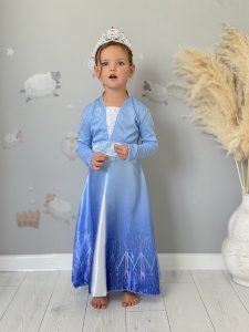 Rochie Fetite pentru Carnaval model Regina Ghetii, Saten si Voal, Albastru - Img 5