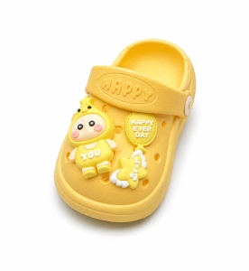 Saboți Copii Tip Crocs cu Personaj 3D, Balon și Stea Decorativa, Baretă Reglabilă, Talpă Antiderapantă, Galben