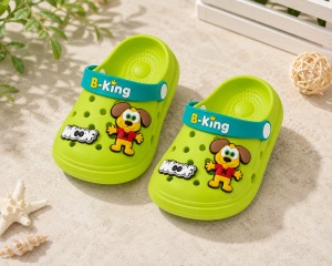 Saboți Copii Tip Crocs din Spumă EVA cu Cățeluș 3D, Baretă Reglabilă, Talpă Antiderapantă, Verde - Img 9