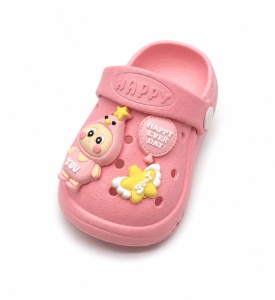 Saboți Copii Tip Crocs ,Spuma cu Personaj 3D, Balon și Stea Decorativa, Baretă Reglabilă, Talpă Antiderapantă, Roz