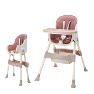Scaun de Masa Bebe, Multifunctional, Mixbo, cu Tavita Reglabila si Detasabila, Husa Lavabila, Roz, 6-36 luni