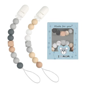 Set 2 Lanturi Pentru Suzeta, cu Bile din Silicon si Clips, 035