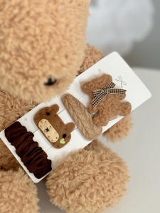Set 4 Agrafe pentru fetite, Clips, Ursuleti, Maro - Img 3