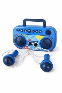 Set Karaoke Copii cu 2 Microfoane Wireless, Boxă Portabilă Bluetooth și Lumini LED, Albastru - Astronaut, 3ani+