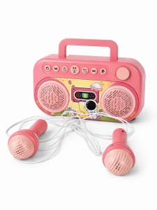 Set Karaoke Copii cu 2 Microfoane Wireless, Boxă Portabilă Bluetooth și Lumini LED, Rosu, 3ani+