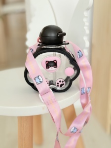 Sticla de Apa Pentru Copii, Cu bareta si Stickere, Negru, 250 ml - Img 3