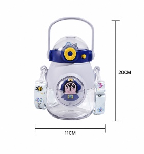 Sticla de Apa Pentru Copii, Cu Maner si Bareta, Model cu Animale, Plastic, Bleumarin, 500 ml - Img 4