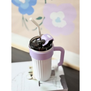 Termos 2 in 1, cu Pai si Maner, Alb/Mov, Otel Inoxidabil, 860 ml - Img 2