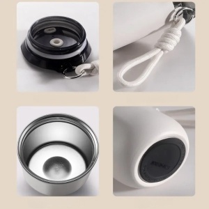Termos pentru Cafea, cu Maner, Otel Inoxidabil, Alb, 350 ml - Img 2