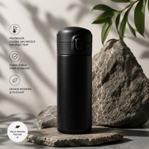 Termos Universal, Otel Inoxidabil, Negru, 350 ml