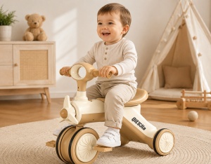 Tricicletă de Echilibru Crem-Alb cu Design Avion, pentru Copii 1-3 Ani - Img 3