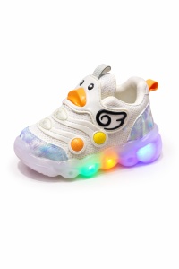 Adidași Copii cu Lumini LED, Model Alb Rățușcă , Talpă Antiderapantă, Confort și Design Modern