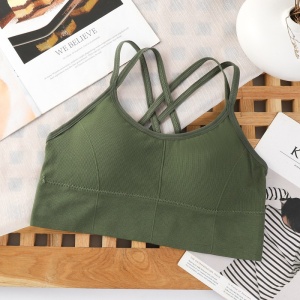 Bustiera pentru Sala, cu Bretele si Spate Gol, Fara Cusaturi, Model Push Up, Marime Universala, Verde