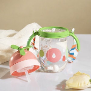 Cana cu Pai pentru Copii, cu Elice si Bareta, Roz, Plastic, 300 ml - Img 4